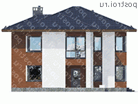 G-221-1P проект двухэтажного коттеджа из газобетона размером 14 на 13  - вид спереди