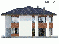 G-221-1P проект двухэтажного коттеджа из газобетона размером 14 на 13  - вид слева