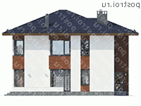 G-221-1P проект двухэтажного коттеджа из газобетона размером 14 на 13  - вид сзади