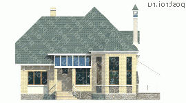 G-222-1P проект двухэтажного коттеджа из газобетона размером 11 на 16  - вид спереди