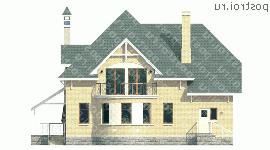 G-222-1P проект двухэтажного коттеджа из газобетона размером 11 на 16  - вид сзади