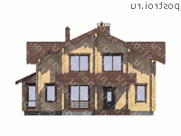 G-224-1D проект двухэтажного деревянного коттеджа из бруса размером 10 на 12  - вид спереди