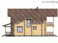 G-224-1D проект двухэтажного деревянного коттеджа из бруса размером 10 на 12  - вид слева