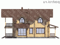 G-224-1D проект двухэтажного деревянного коттеджа из бруса размером 10 на 12  - вид справа