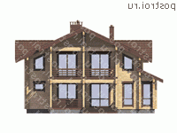 G-224-1D проект двухэтажного деревянного коттеджа из бруса размером 10 на 12  - вид сзади