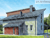 G-229-1P проект одноэтажного коттеджа из газобетона с мансардой размером 13 на 17  - вид слева