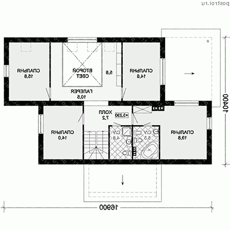 G-229-1P проект одноэтажного коттеджа из газобетона с мансардой размером 13 на 17  - мансарда