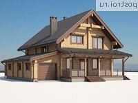 G-230-1D проект одноэтажного деревянного дома из бруса с мансардой и гаражом размером 15 на 12 