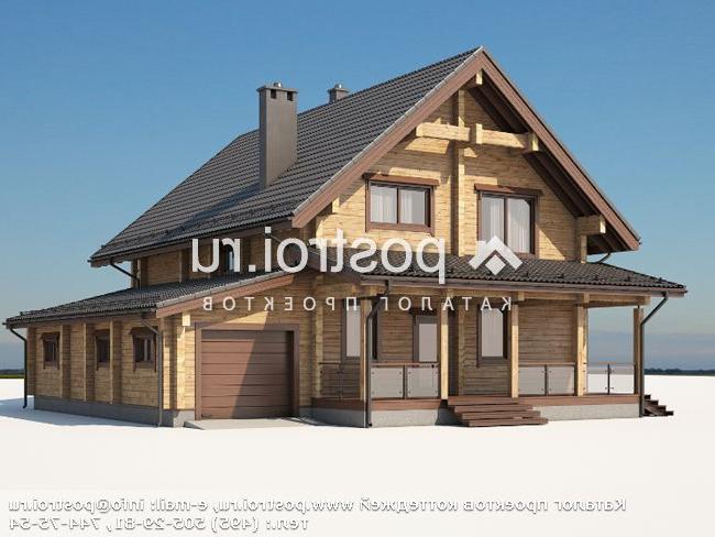 G-230-1D проект одноэтажного деревянного дома из бруса с мансардой и гаражом размером 15 на 12 