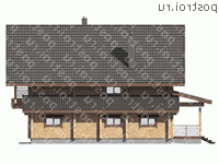 G-230-1D проект одноэтажного деревянного дома из бруса с мансардой и гаражом размером 15 на 12  - вид справа