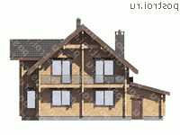 G-230-1D проект одноэтажного деревянного дома из бруса с мансардой и гаражом размером 15 на 12  - вид сзади