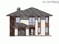 G-232-1P проект двухэтажного дома из газобетона с гаражом размером 17 на 13  - вид спереди