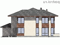 G-232-1P проект двухэтажного дома из газобетона с гаражом размером 17 на 13  - вид слева