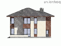 G-232-1P проект двухэтажного дома из газобетона с гаражом размером 17 на 13  - вид сзади