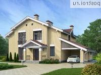 G-233-1K проект двухэтажного дома из кирпича с гаражом размером 16 на 19