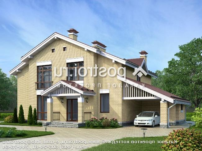 G-233-1K проект двухэтажного дома из кирпича с гаражом размером 16 на 19