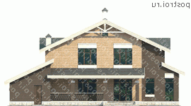 G-267-1P проект двухэтажного дома из пеноблоков с гаражом размером 15 на 17  - вид сзади