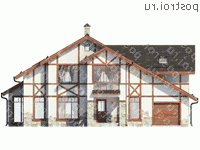 G-301-1P проект двухэтажного дома из пеноблоков с гаражом размером 18 на 18  - вид спереди