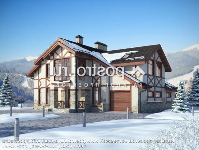 G-301-1P проект двухэтажного дома из пеноблоков с гаражом размером 18 на 18 