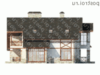 G-301-1P проект двухэтажного дома из пеноблоков с гаражом размером 18 на 18  - вид справа