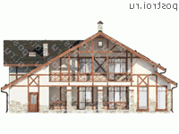 G-301-1P проект двухэтажного дома из пеноблоков с гаражом размером 18 на 18  - вид сзади