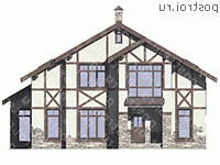 G-301-2P проект двухэтажного коттеджа из газобетона размером 11 на 14  - вид спереди