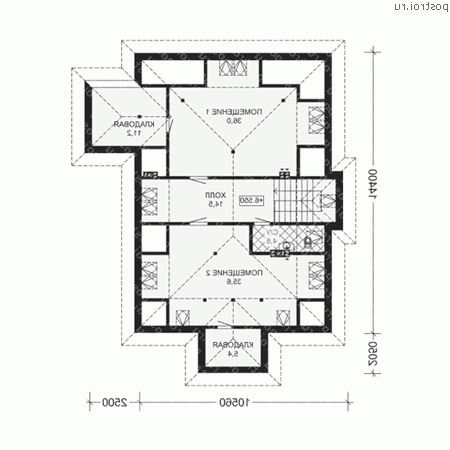 G-350-1P проект двухэтажного коттеджа из газобетона с мансардой размером 13 на 14 - мансарда G-350-1P проект двухэтажного коттеджа из газобетона с мансардой размером 13 на 14 - мансарда