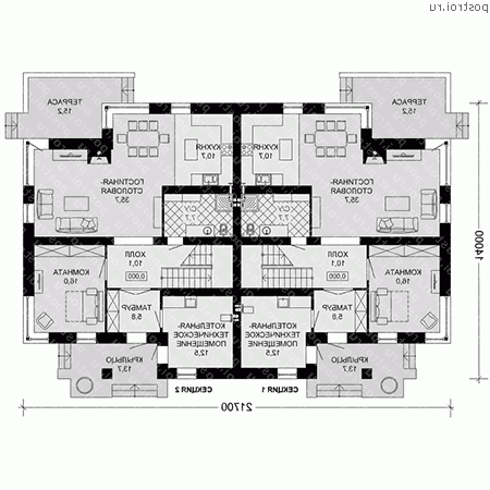 G-414-1P проект двухэтажного дома из газобетона размером 14 на 22  - 1-й этаж