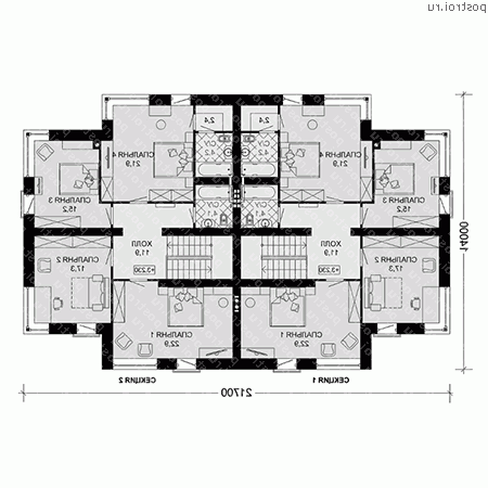 G-414-1P проект двухэтажного дома из газобетона размером 14 на 22  - 2-й этаж