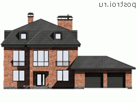 G-423-1P проект двухэтажного дома из газобетона с мансардой и гаражом размером 12 на 13 - вид спереди