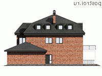 G-423-1P проект двухэтажного дома из газобетона с мансардой и гаражом размером 12 на 13 - вид слева