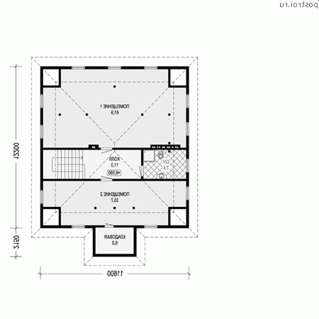 G-423-1P проект двухэтажного дома из газобетона с мансардой и гаражом размером 12 на 13 - мансарда