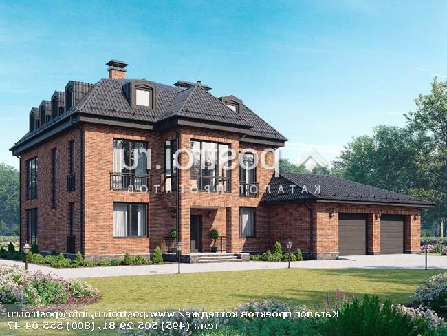 G-423-1P проект двухэтажного дома из газобетона с мансардой и гаражом размером 12 на 13