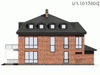 G-423-1P проект двухэтажного дома из газобетона с мансардой и гаражом размером 12 на 13 - вид справа