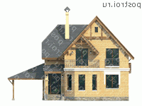 H-131-1P проект одноэтажного дома из газобетона с мансардой и гаражом размером 10 на 10  - вид спереди