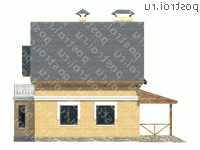 H-131-1P проект одноэтажного дома из газобетона с мансардой и гаражом размером 10 на 10  - вид слева