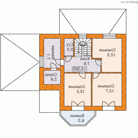 H-131-1P проект одноэтажного дома из газобетона с мансардой и гаражом размером 10 на 10  - мансарда