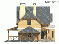 H-131-1P проект одноэтажного дома из газобетона с мансардой и гаражом размером 10 на 10  - вид справа