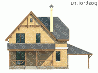 H-131-1P проект одноэтажного дома из газобетона с мансардой и гаражом размером 10 на 10  - вид сзади