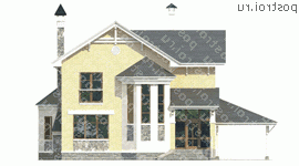 H-140-1P проект двухэтажного дома из газобетона с гаражом размером 12 на 15 - вид спереди