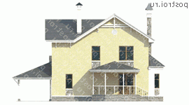 H-140-1P проект двухэтажного дома из газобетона с гаражом размером 12 на 15 - вид сзади