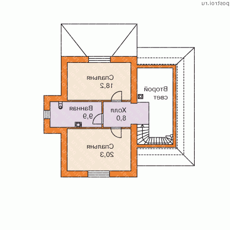 H-145-2K проект двухэтажного дома из кирпича размером 15 на 11  - 2-й этаж