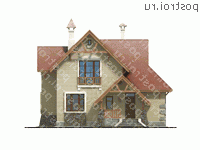 H-145-2K проект двухэтажного дома из кирпича размером 15 на 11  - вид спереди