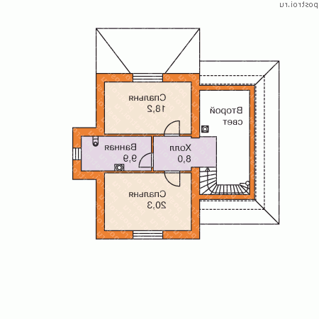 H-145-3K проект двухэтажного дома из кирпича размером 15 на 11  - 2-й этаж