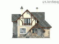 H-145-3K проект двухэтажного дома из кирпича размером 15 на 11  - вид спереди