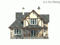 H-145-3K проект двухэтажного дома из кирпича размером 15 на 11  - вид сзади