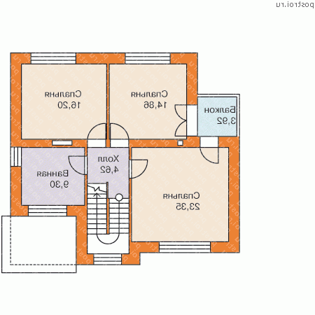 H-155-1P проект двухэтажного дома из газобетона с мансардой размером 12 на 11  - 2-й этаж