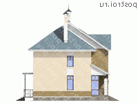 H-155-1P проект двухэтажного дома из газобетона с мансардой размером 12 на 11  - вид справа