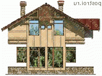 H-155-1S проект двухэтажного каркасного коттеджа размером 9 на 10  - вид сзади