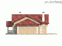 H-176-1P проект одноэтажного дома из пеноблоков размером 15 на 19 - вид слева